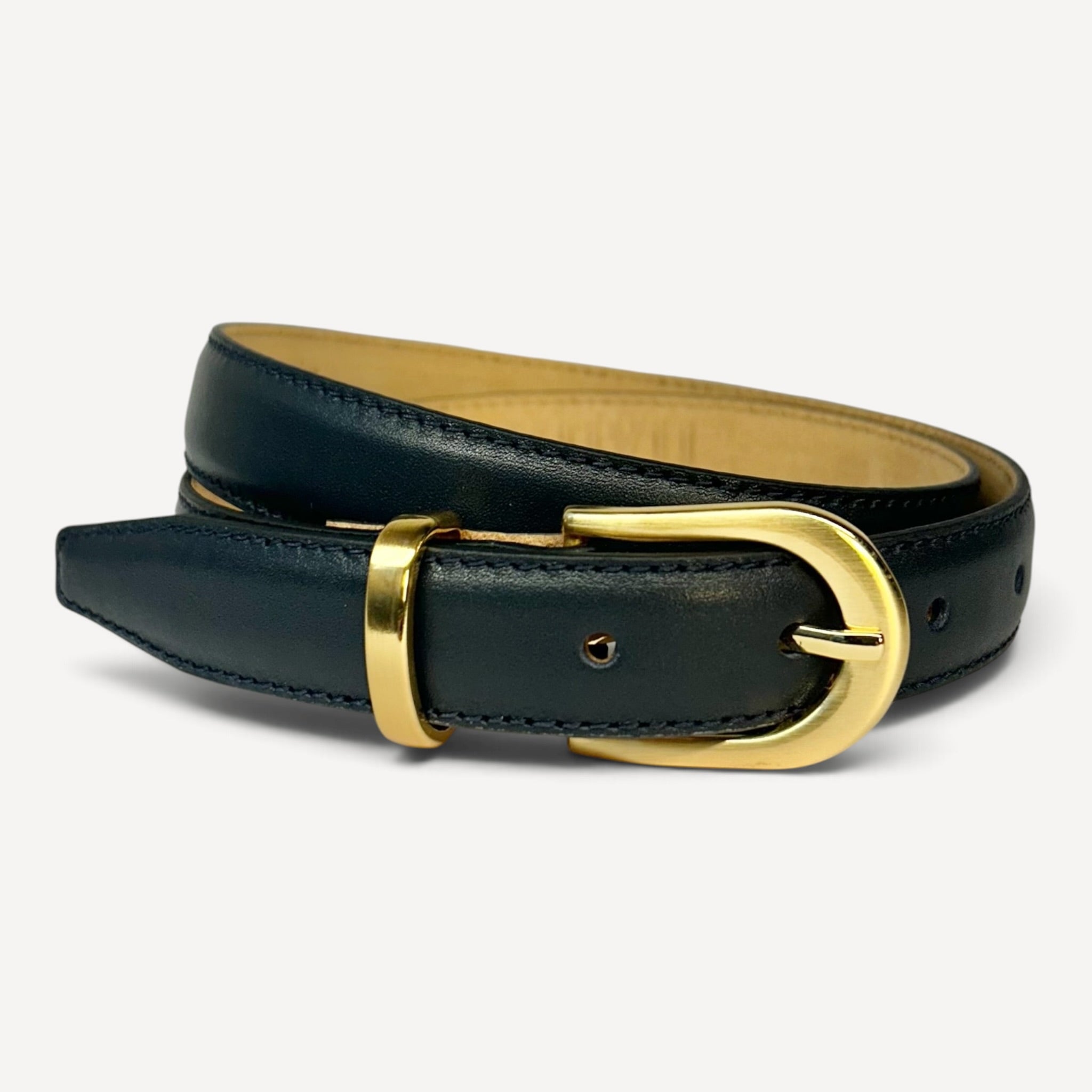 Smooth Navy Leather Belt